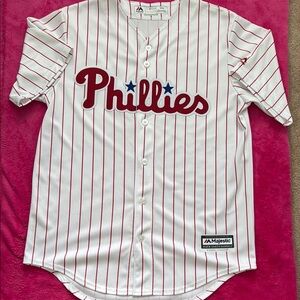 Majestic Phillies Red Striped Jersey